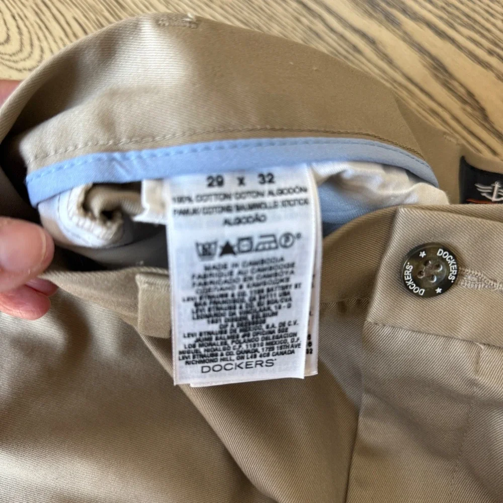 Dockers Mens Slim Fit Chinos Khaki Tan Flat Front Dress Pants 29x32